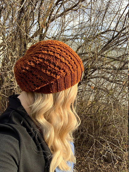 Plum Creek Lace Beanie Knitting Pattern PDF 🧶