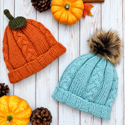 Fall Baby Beanie Knitting Patterns | Apple Pumpkin Acorn