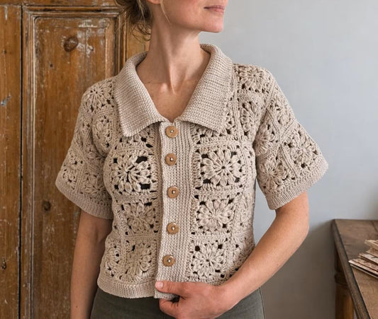 🌼 Granny Square T-Shirt Crochet Pattern PDF