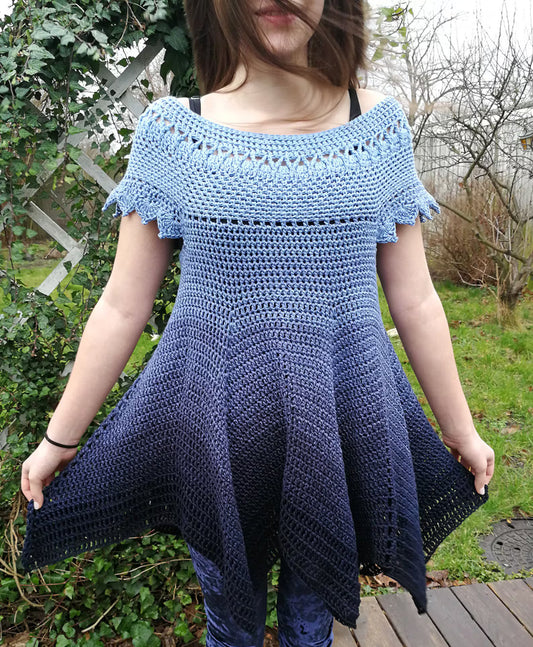 👗 Sofia Flare Dress – Crochet in One Piece!
