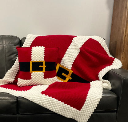 🎅 Santa Belt Crochet Blanket – Christmas Throw Pattern