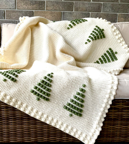 🎄 Pine Tree Crochet Blanket – Cozy Winter Throw Pattern