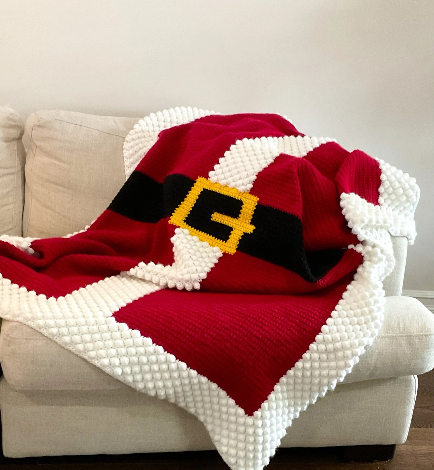🎅 Santa Belt Crochet Blanket – Christmas Throw Pattern