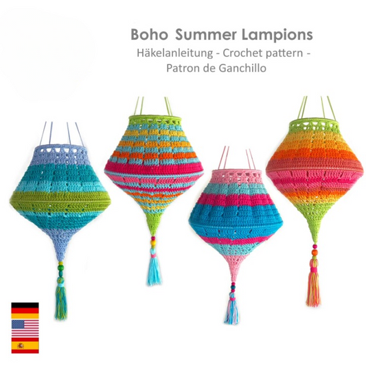 ✨ Boho Crochet Lantern Pattern – Colorful Summer Lampions (PDF)