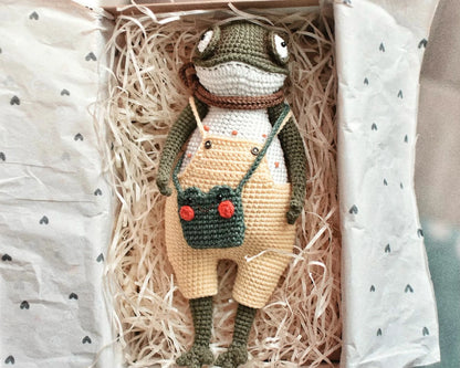 🐸 Cute Frog Amigurumi Crochet Pattern – Vintage Plush Doll