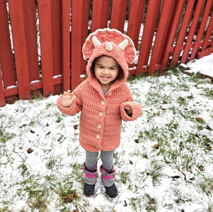 Kids’ Triceratops Crochet Sweater Pattern PDF (Ages 2–16)