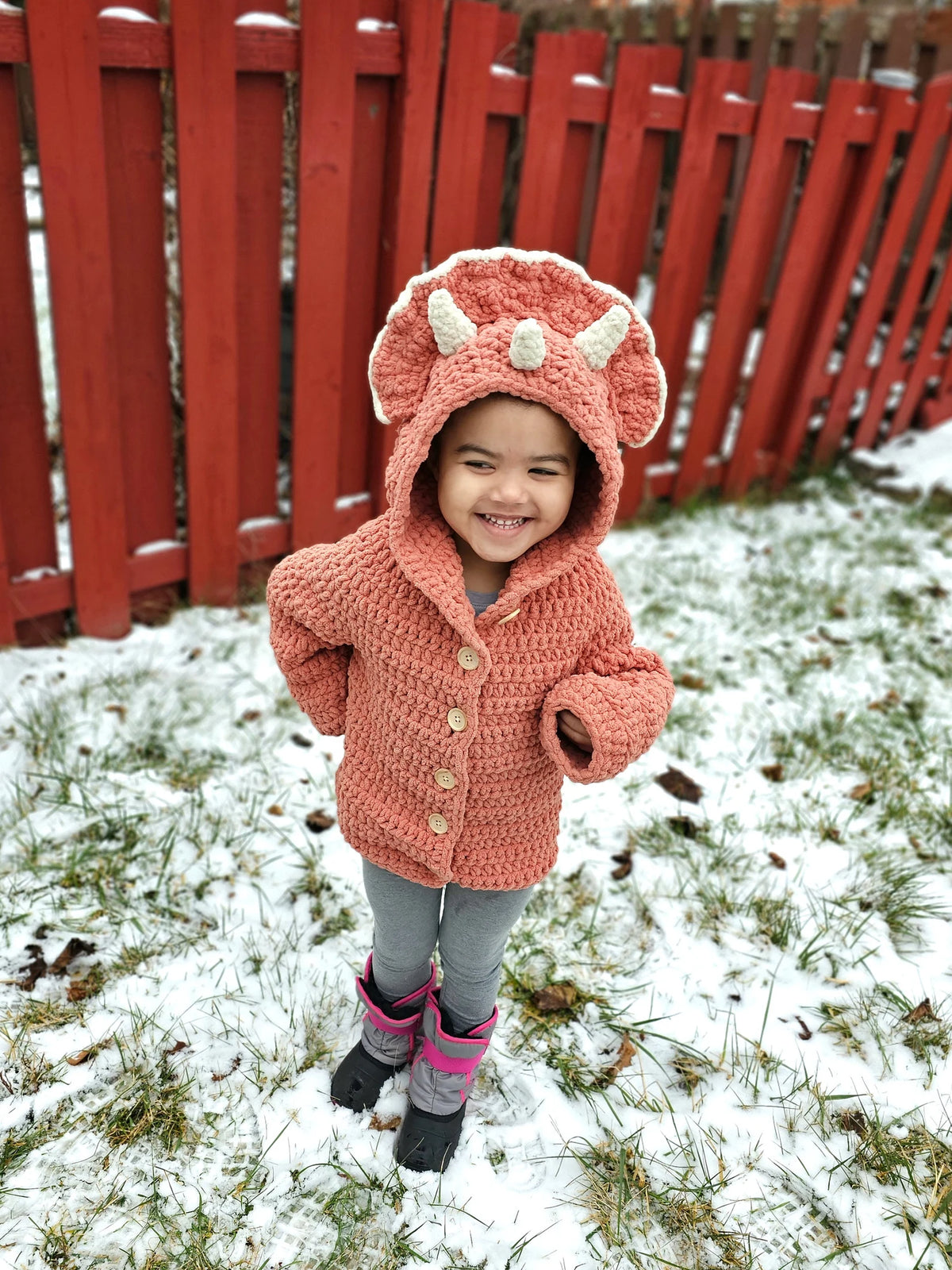 Kids’ Triceratops Crochet Sweater Pattern PDF (Ages 2–16)