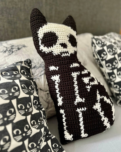 Skeleton Cat Pillow Crochet Pattern