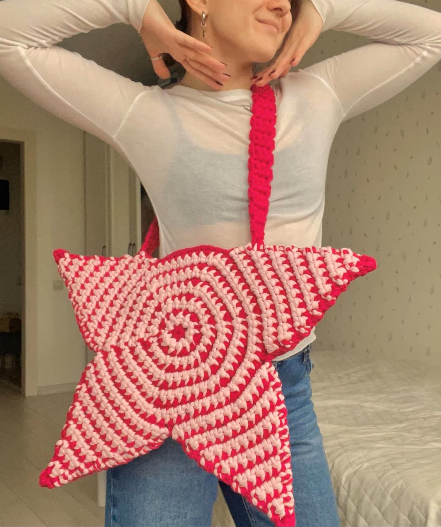 ⭐ Star Crochet Bag Pattern – Easy Beginner Tote ✨