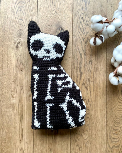 Skeleton Cat Pillow Crochet Pattern