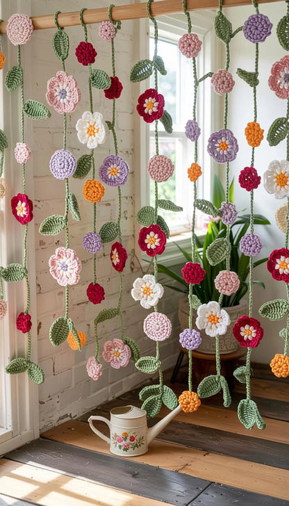 🌸 Bloomy Breeze Curtain – 2-in-1 Crochet Flower Garland Pattern 🌿
