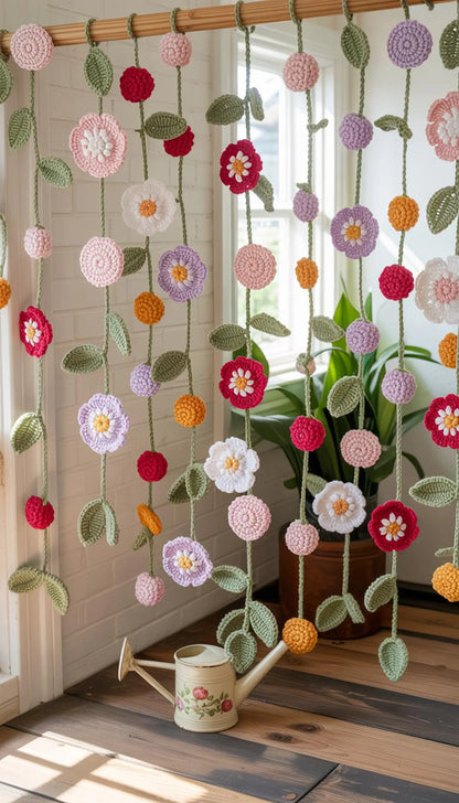 🌸 Bloomy Breeze Curtain – 2-in-1 Crochet Flower Garland Pattern 🌿