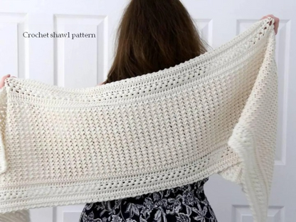 🤍 Meadow’s Embrace Shawl Crochet Pattern ✨🧶