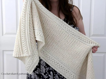 🤍 Meadow’s Embrace Shawl Crochet Pattern ✨🧶