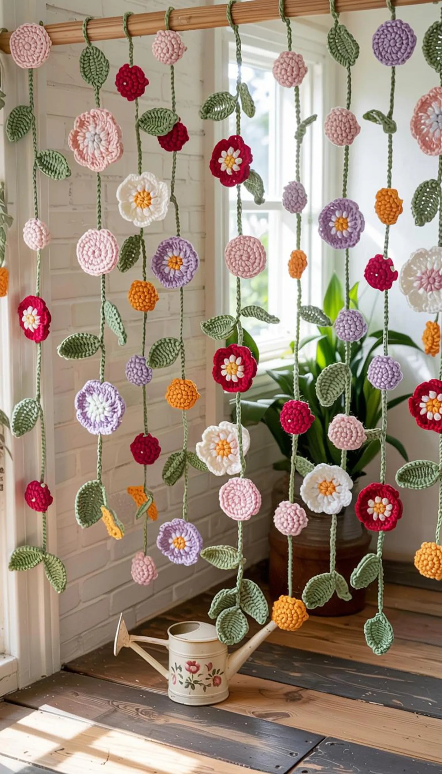 🌸 Bloomy Breeze Curtain – 2-in-1 Crochet Flower Garland Pattern 🌿