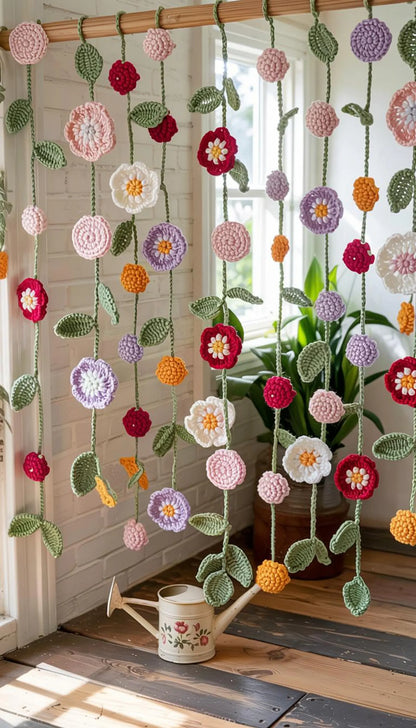 🌸 Bloomy Breeze Curtain – 2-in-1 Crochet Flower Garland Pattern 🌿