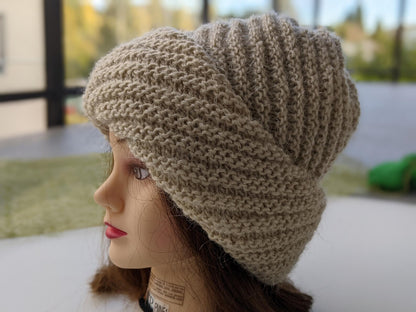 Flat Knit Diagonal Hat Pattern PDF