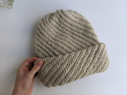 Flat Knit Diagonal Hat Pattern PDF