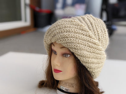 Flat Knit Diagonal Hat Pattern PDF