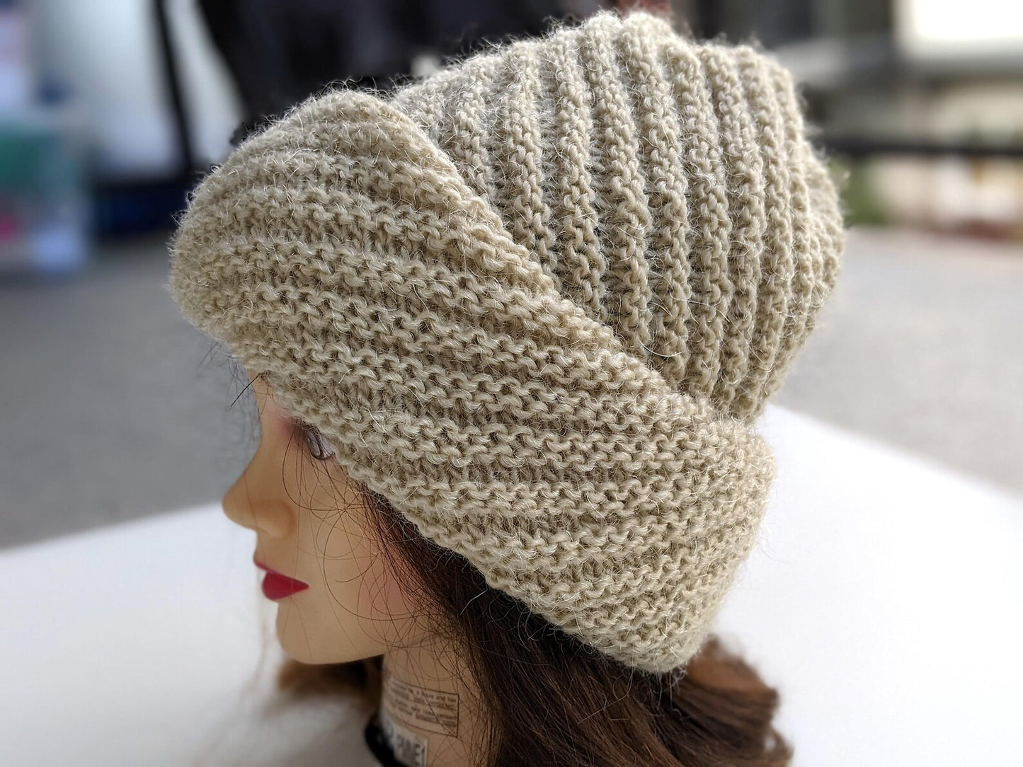 Flat Knit Diagonal Hat Pattern PDF