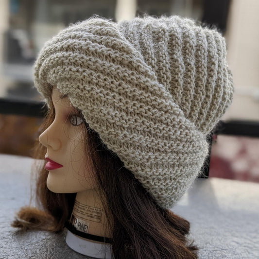 Flat Knit Diagonal Hat Pattern PDF