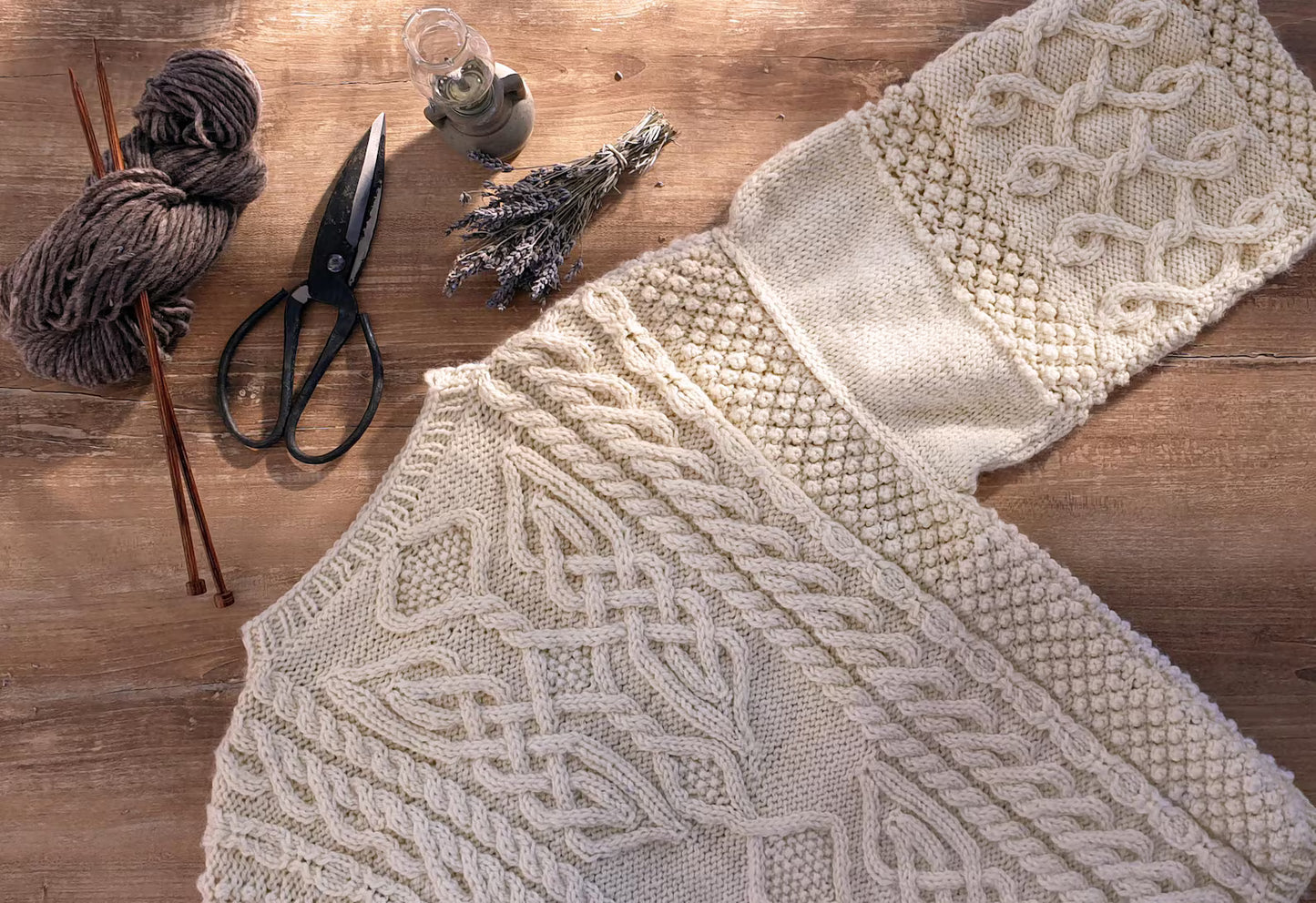 Aran Celtic Cable Sweater Knitting Pattern PDF