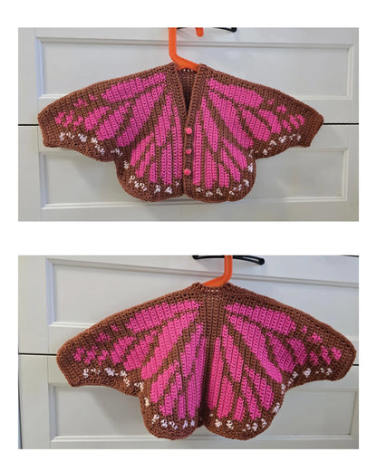 🦋 Butterfly Crochet Cardigan – Kids Pattern (0–14Y PDF) 🧶✨