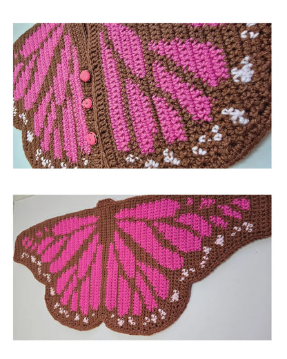 🦋 Butterfly Crochet Cardigan – Kids Pattern (0–14Y PDF) 🧶✨