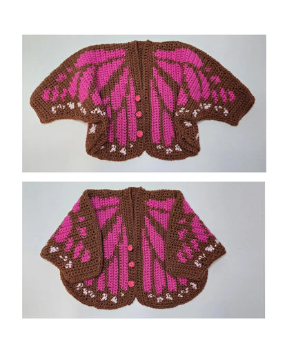 🦋 Butterfly Crochet Cardigan – Kids Pattern (0–14Y PDF) 🧶✨