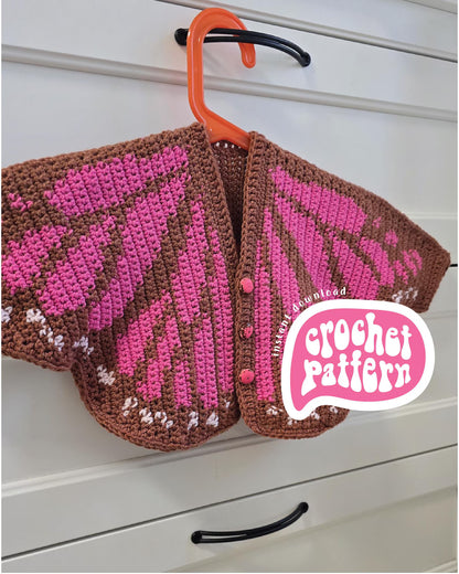 🦋 Butterfly Crochet Cardigan – Kids Pattern (0–14Y PDF) 🧶✨