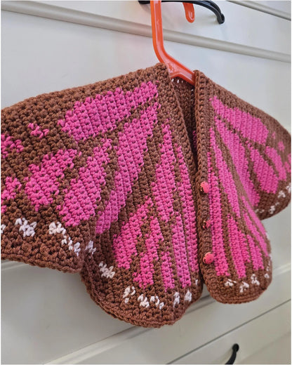 🦋 Butterfly Crochet Cardigan – Kids Pattern (0–14Y PDF) 🧶✨