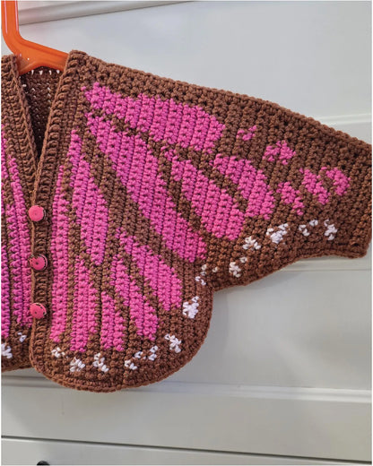 🦋 Butterfly Crochet Cardigan – Kids Pattern (0–14Y PDF) 🧶✨
