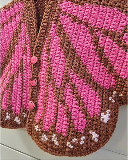 🦋 Butterfly Crochet Cardigan – Kids Pattern (0–14Y PDF) 🧶✨