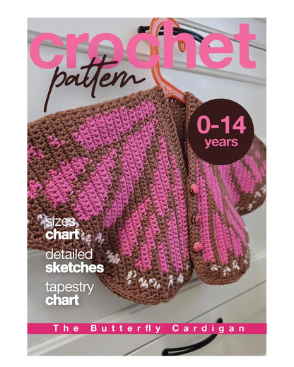 🦋 Butterfly Crochet Cardigan – Kids Pattern (0–14Y PDF) 🧶✨