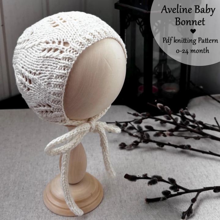 Aveline Baby Bonnet Knitting Pattern PDF