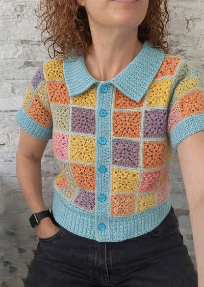 🌼 Granny Square T-Shirt Crochet Pattern PDF