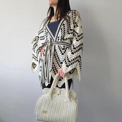 ✨ Boho Crochet Cardigan Pattern – Kimono Wrap Top PDF 🌿