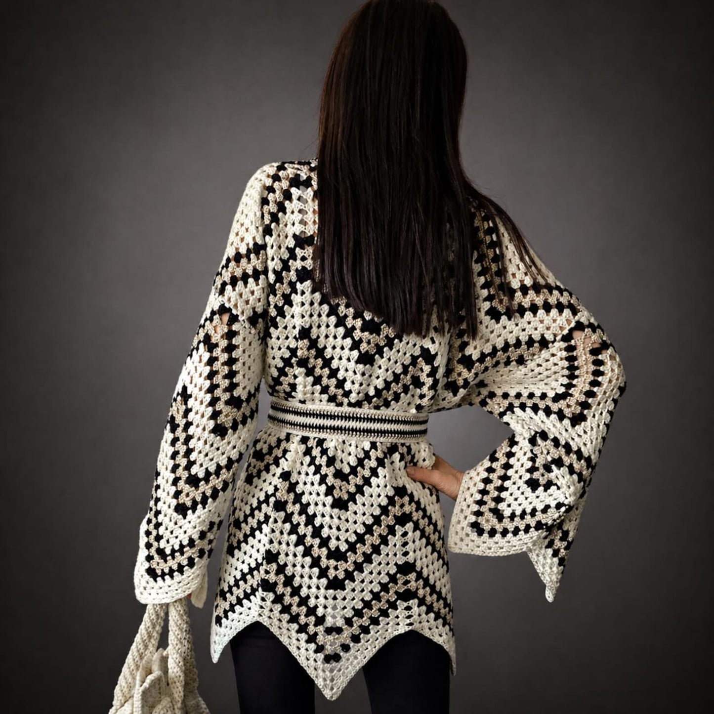 ✨ Boho Crochet Cardigan Pattern – Kimono Wrap Top PDF 🌿