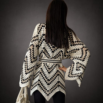 ✨ Boho Crochet Cardigan Pattern – Kimono Wrap Top PDF 🌿