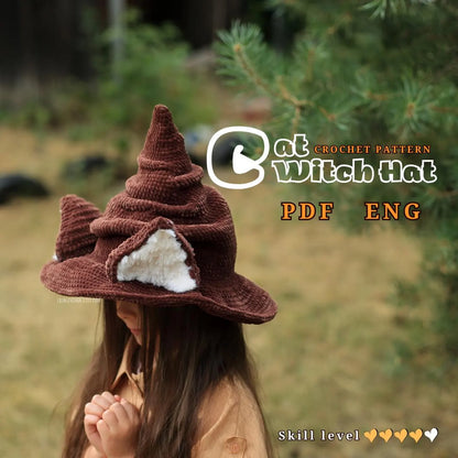 Magical Cat Witch Hat Crochet Pattern PDF